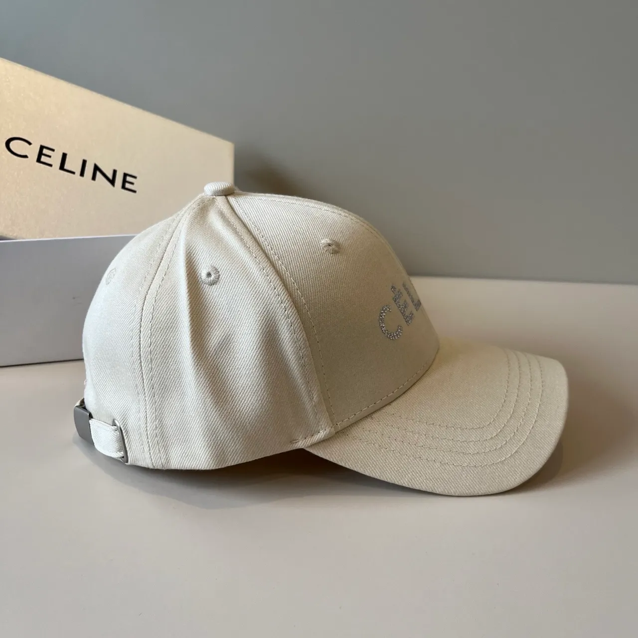 Celine Crystal Logo Off-White Baseball Cap 5