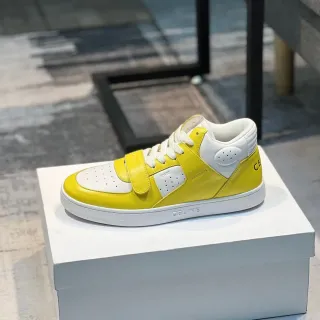Celine CT-01 Yellow and White Leather High-Top Lifestyle Sneaker