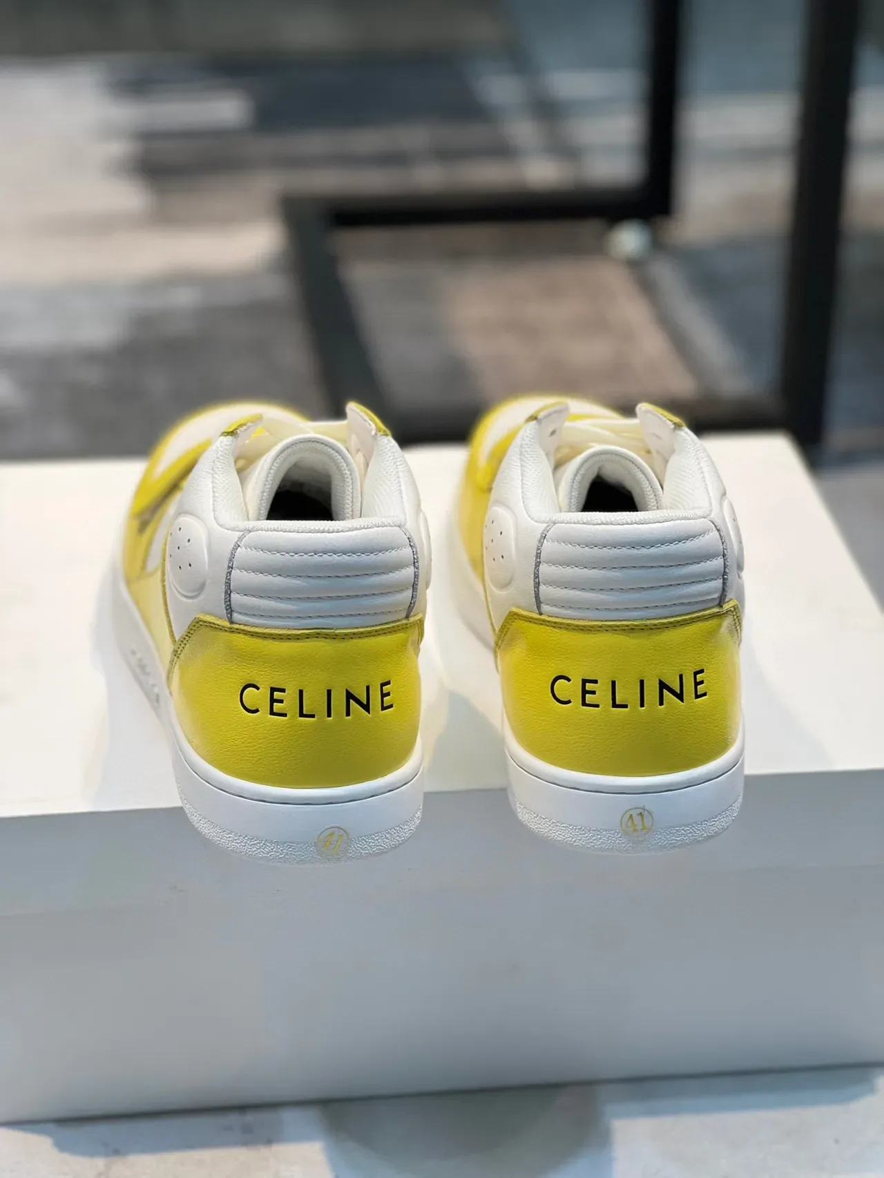 Sneaker Lifestyle Celine CT-01 en cuir jaune et blanc High-Top 3
