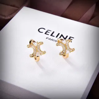 Celine Gold Transparent Crescent-Motif Earrings