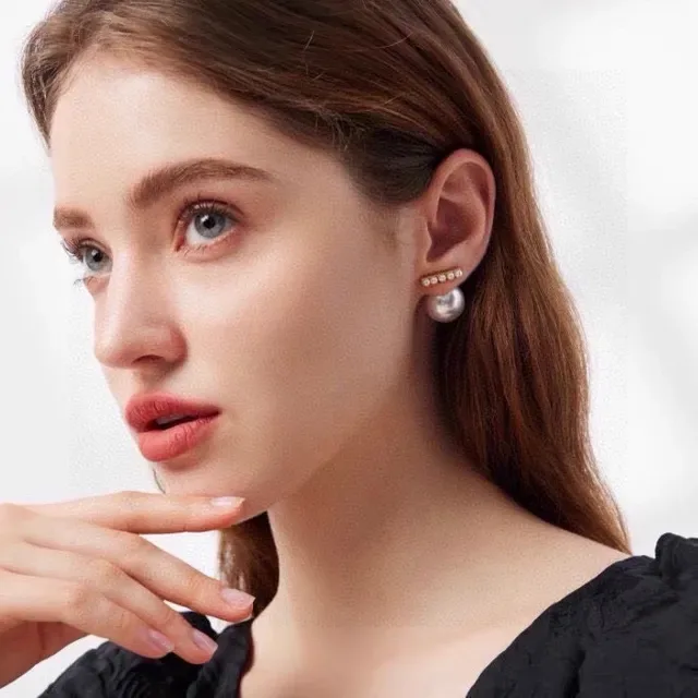 Celine Pearl and Gold-Tone Bar Asymmetrical Stud Earrings 8
