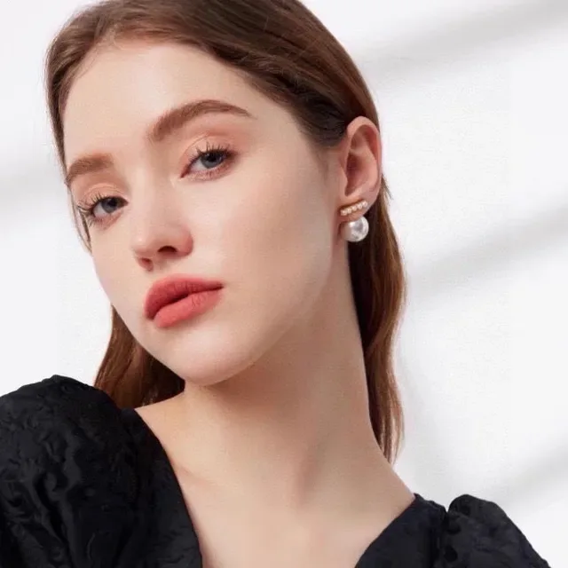 Celine Pearl and Gold-Tone Bar Asymmetrical Stud Earrings 9