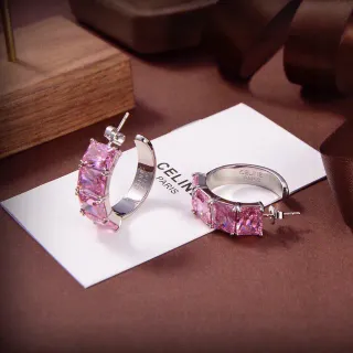 Celine Pink Crystal Hoop Earrings