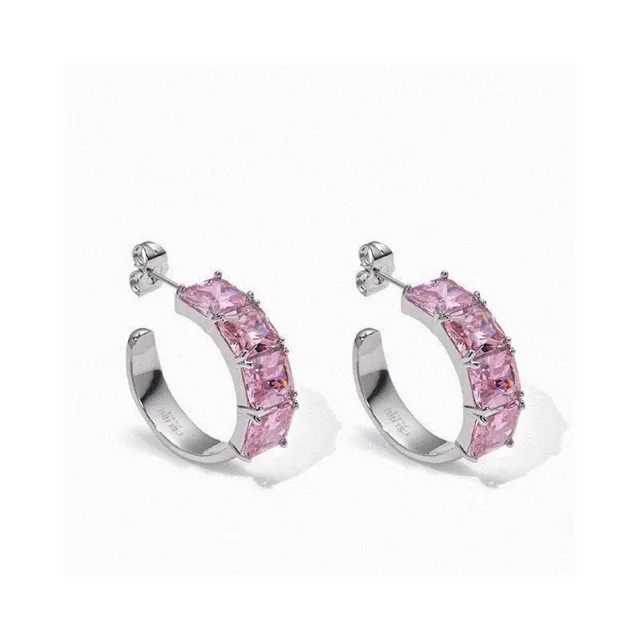 Celine Pink Crystal Hoop Earrings 6