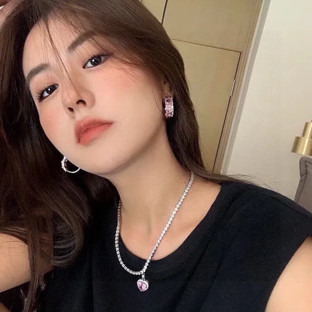 Celine Pink Crystal Hoop Earrings 8