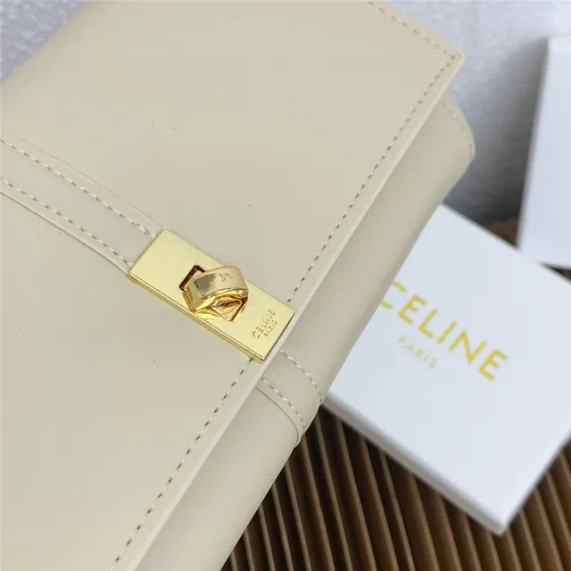 Celine Triomphe Brown Gold Smooth Leather Central Seam Long Wallet 2