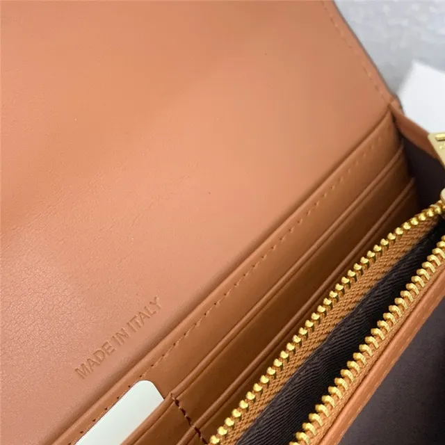 Celine Triomphe Brown Gold Smooth Leather Central Seam Long Wallet 11