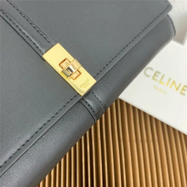 Celine Triomphe Brown Gold Smooth Leather Central Seam Long Wallet 22
