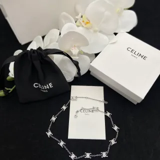 Celine Triomphe Silver Logo Chain Bracelet
