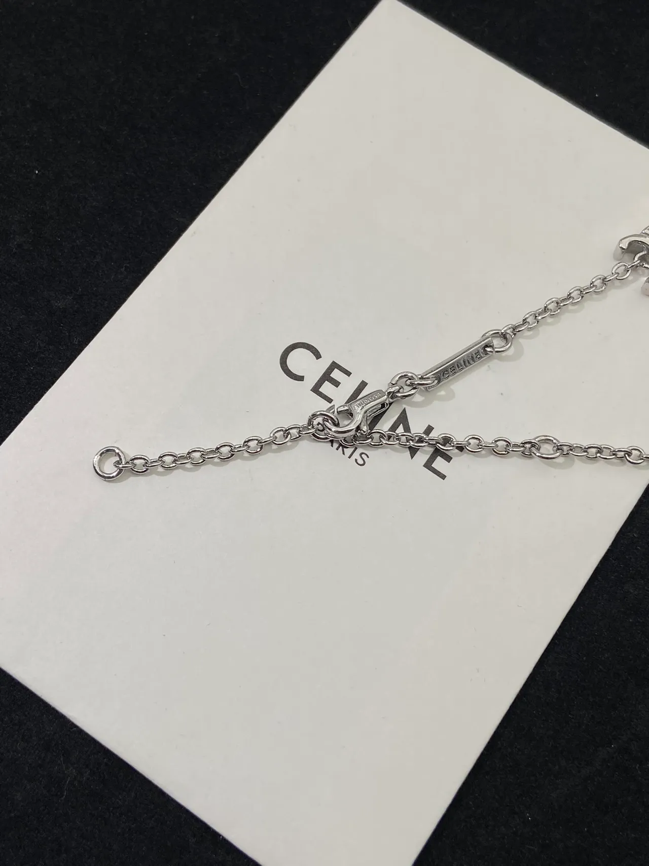 Celine Triomphe Silver Logo Chain Bracelet 2