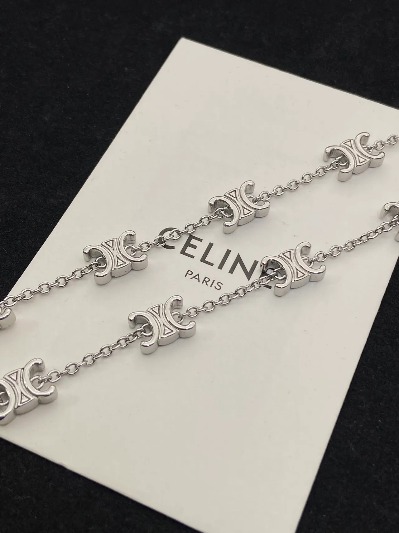 Celine Triomphe Silver Logo Chain Bracelet 3