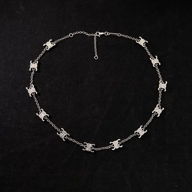 Celine Triomphe Silver Logo Chain Bracelet 4