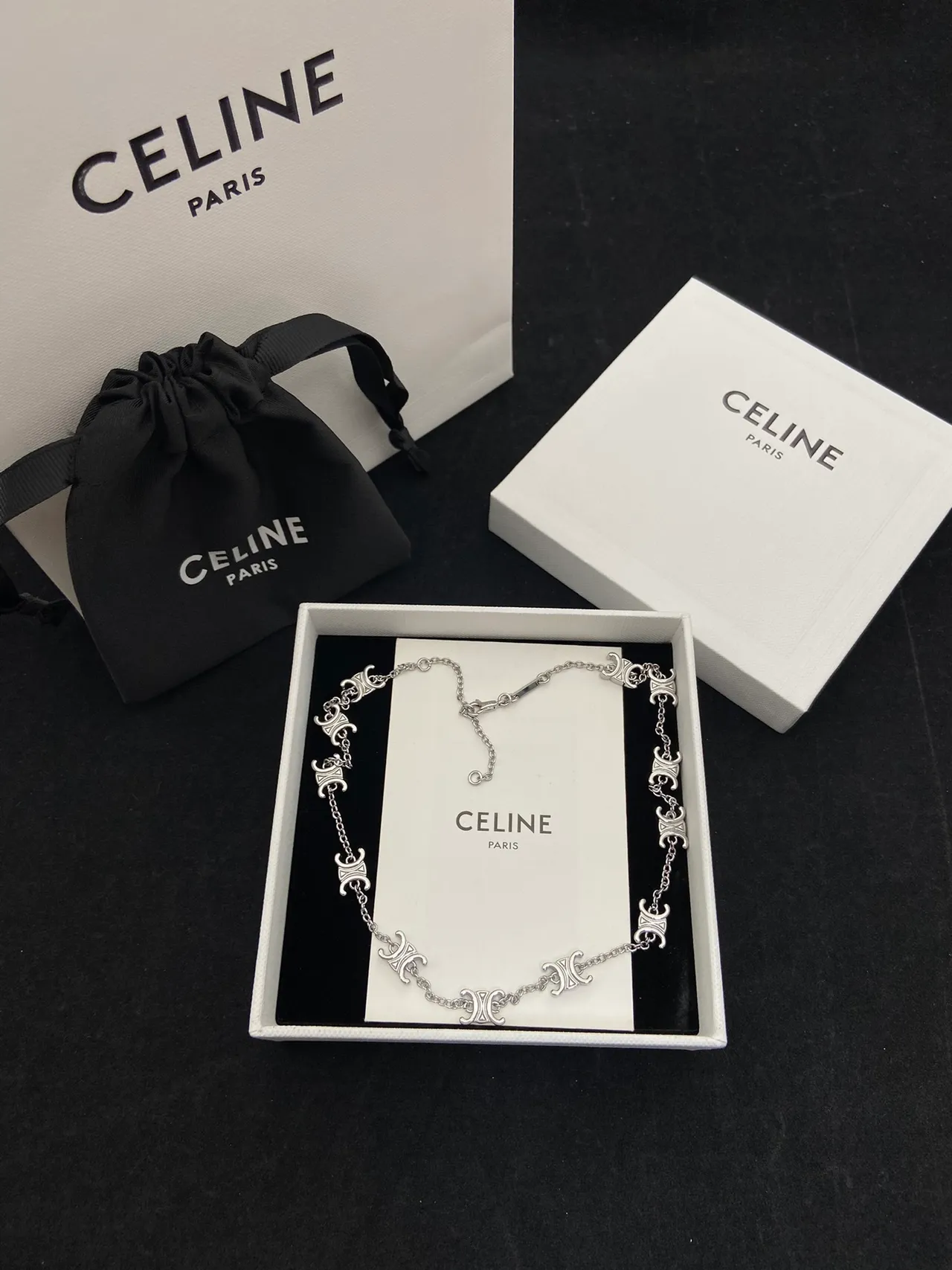 Celine Triomphe Silver Logo Chain Bracelet 5
