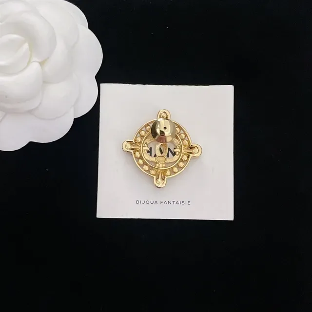 Chanel Bijoux Fantaisie Broche Or Transparente Cristal Embellished 3