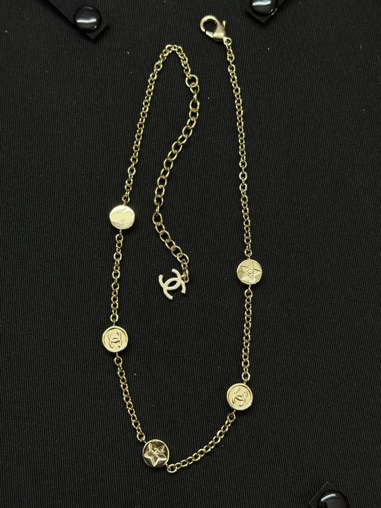 Chanel Black Gold Chain Enamel Charms Necklace 5