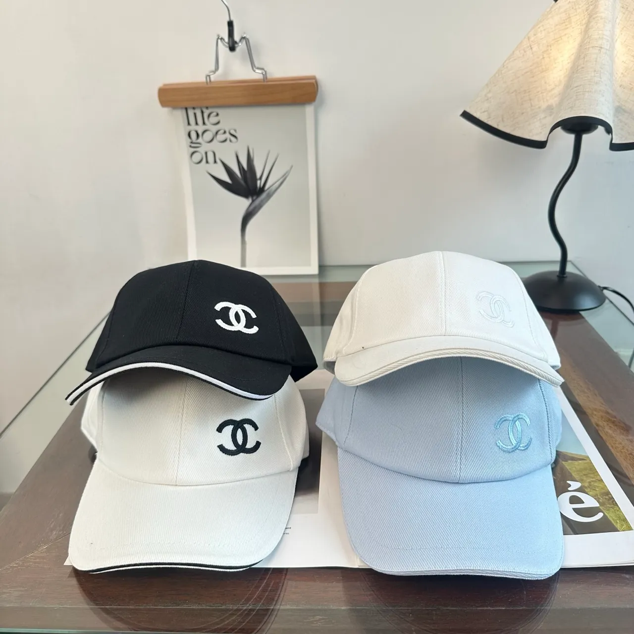Chanel Black White Structured Six-Panel Embroidered Monogram Baseball Cap 9