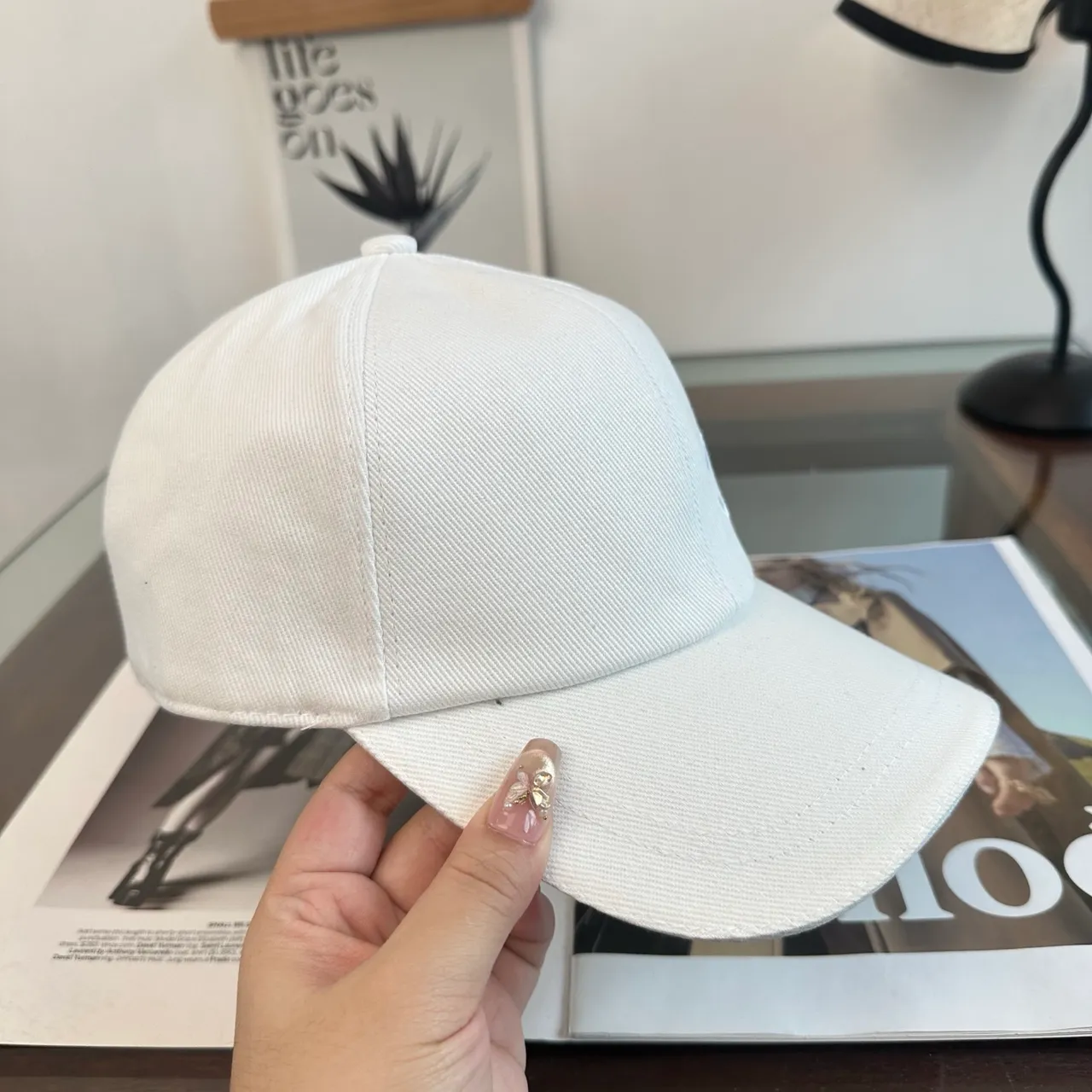 Chanel Black White Structured Six-Panel Embroidered Monogram Baseball Cap 3