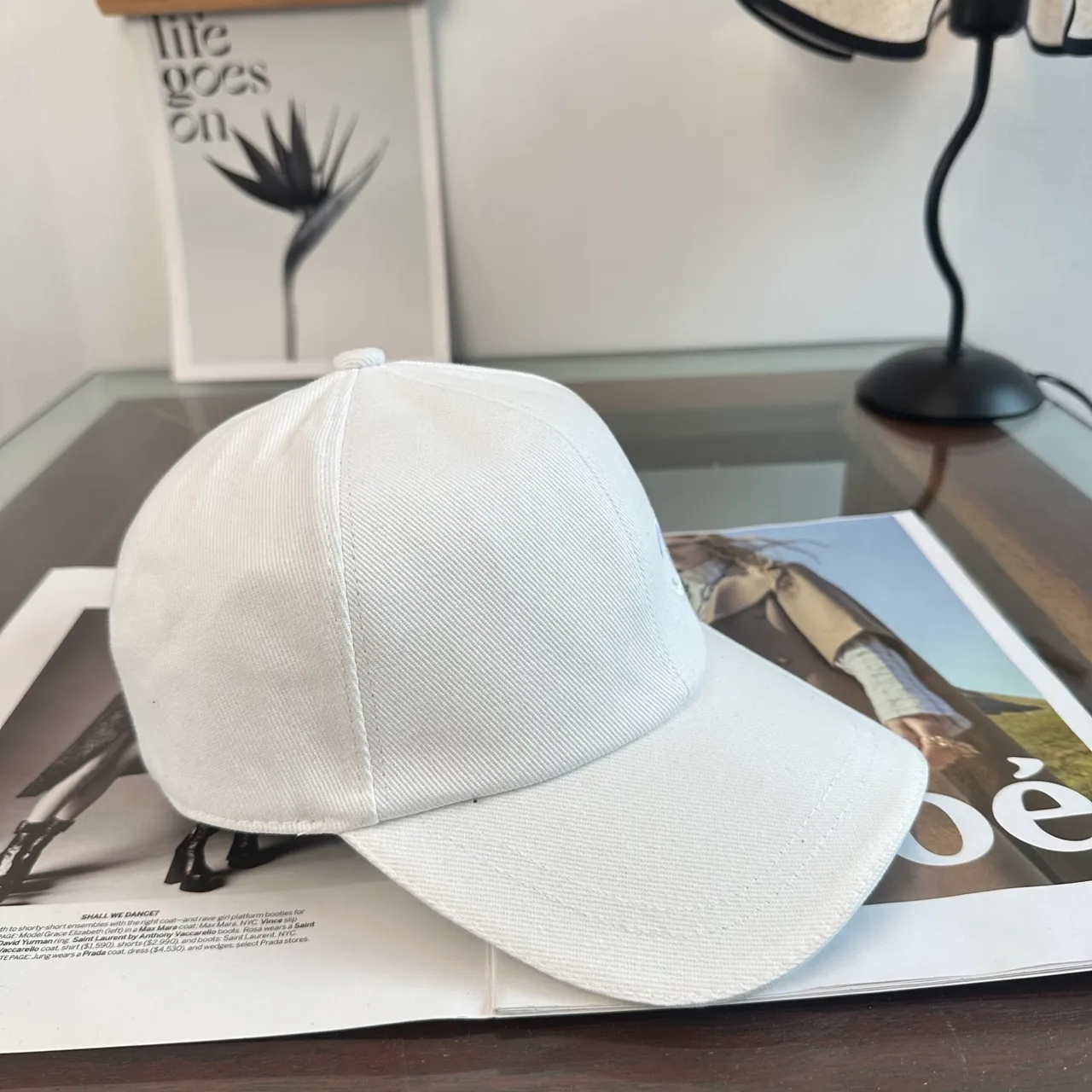 Chanel Black White Structured Six-Panel Embroidered Monogram Baseball Cap 6