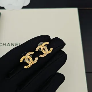 Chanel CC Logo Pavé-Crystal Gold-Tone Earrings