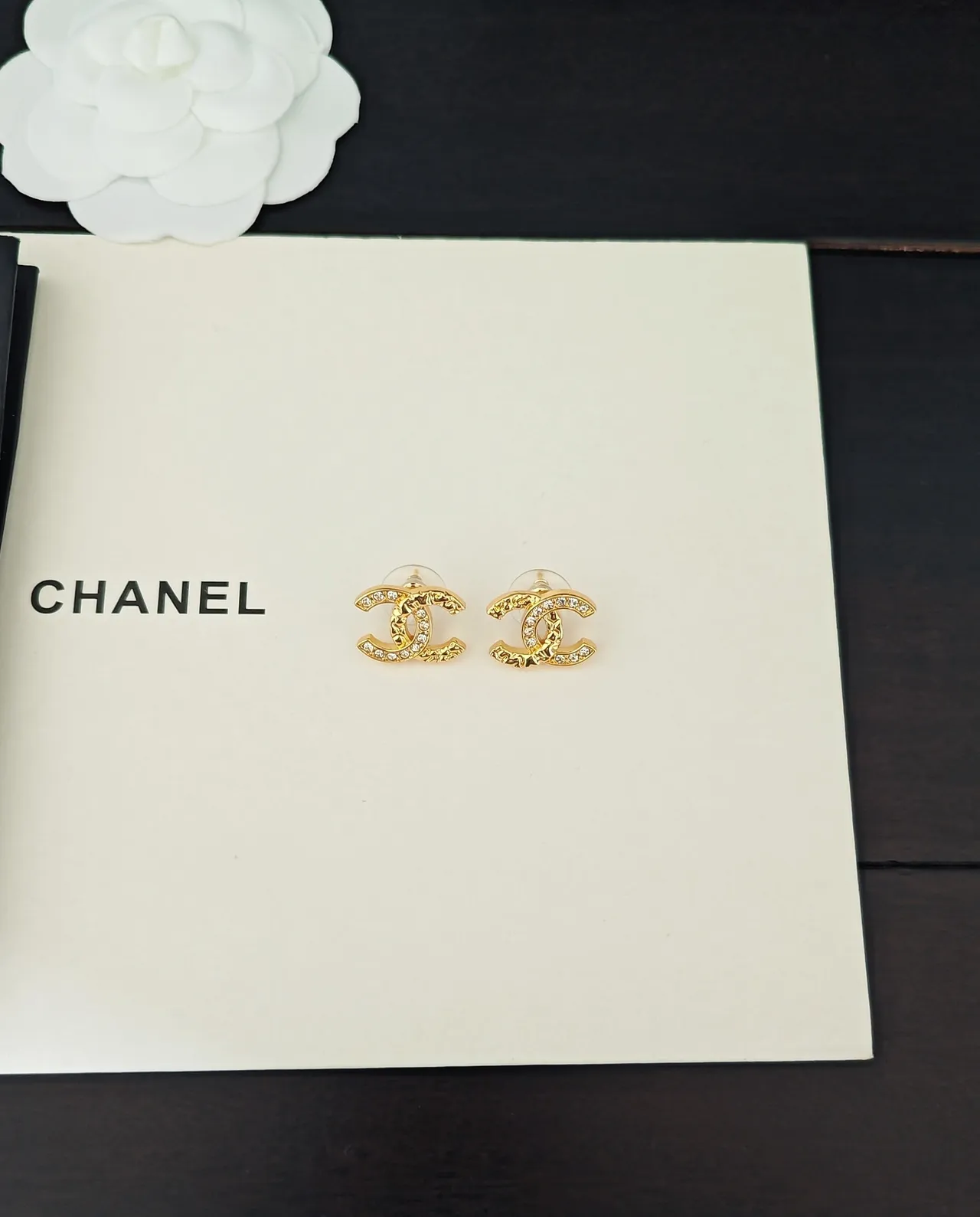 Chanel CC Logo Pavé-Crystal Gold-Tone Earrings 5