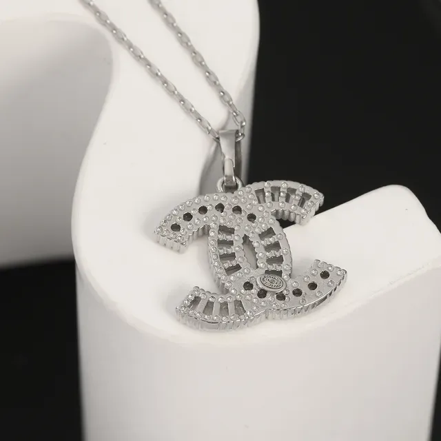 Chanel CC Logo Pendant Silver Black Interlocking Pavé-Set Crystals Necklace 5