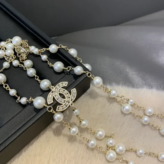 Chanel CC Pearl Necklace White Gold Multi-Strand Necklace 3