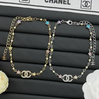Chanel CC Star Pearl Beaded Double-Chain Necklace