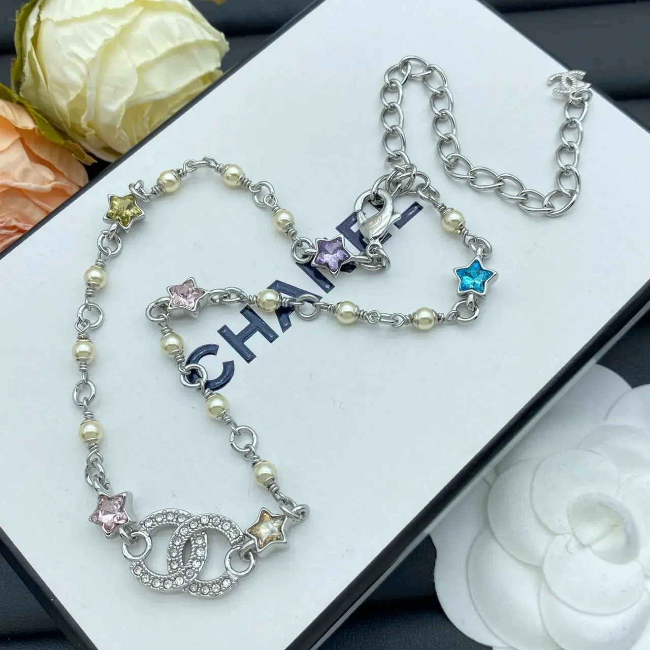 Chanel CC Star Pearl Beaded Double-Chain Necklace 3