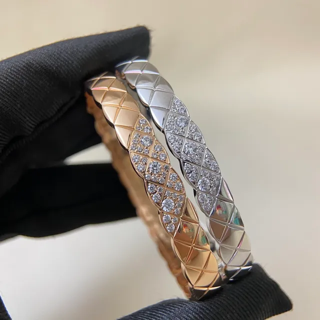 Chanel Coco Crush Ouro e Prata Matelassé Quiltado Pavé Cristal Pulseira de Banda 2