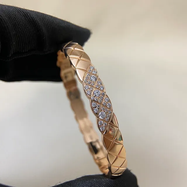 Chanel Coco Crush Ouro e Prata Matelassé Quiltado Pavé Cristal Pulseira de Banda 7