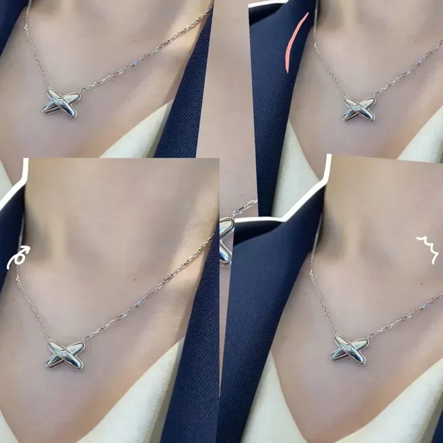 Chanel Collier Croix Doré Argent Pendentif Pierre Ronde Centrale 2