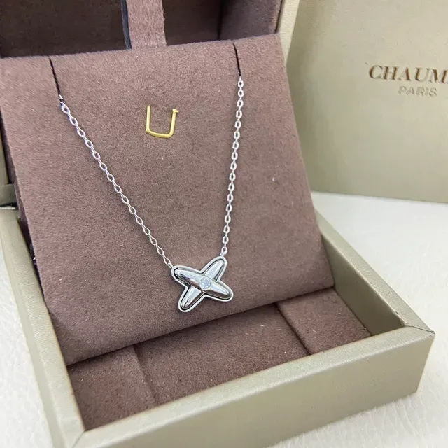 Chanel Collier Croix Doré Argent Pendentif Pierre Ronde Centrale 5