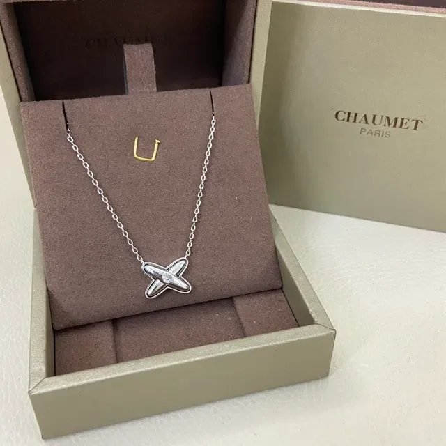 Chanel Collier Croix Doré Argent Pendentif Pierre Ronde Centrale 6