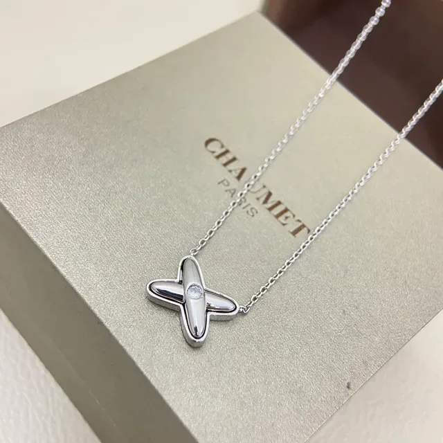 Chanel Collier Croix Doré Argent Pendentif Pierre Ronde Centrale 7