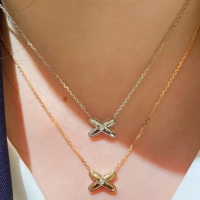 Chanel Collier Croix Doré Argent Pendentif Pierre Ronde Centrale 9