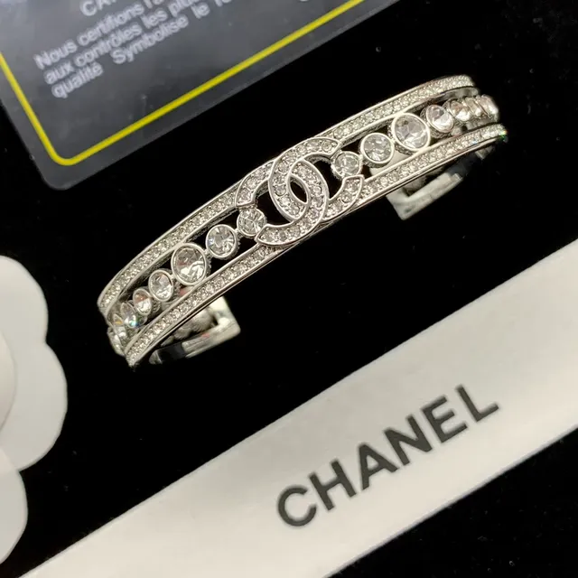 Chanel Crystal CC Logo Bangle Bracelet 2
