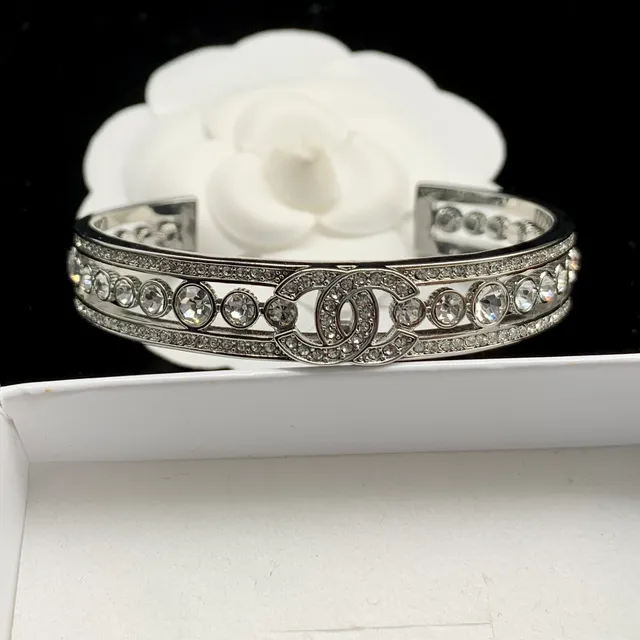 Chanel Crystal CC Logo Bangle Bracelet 4