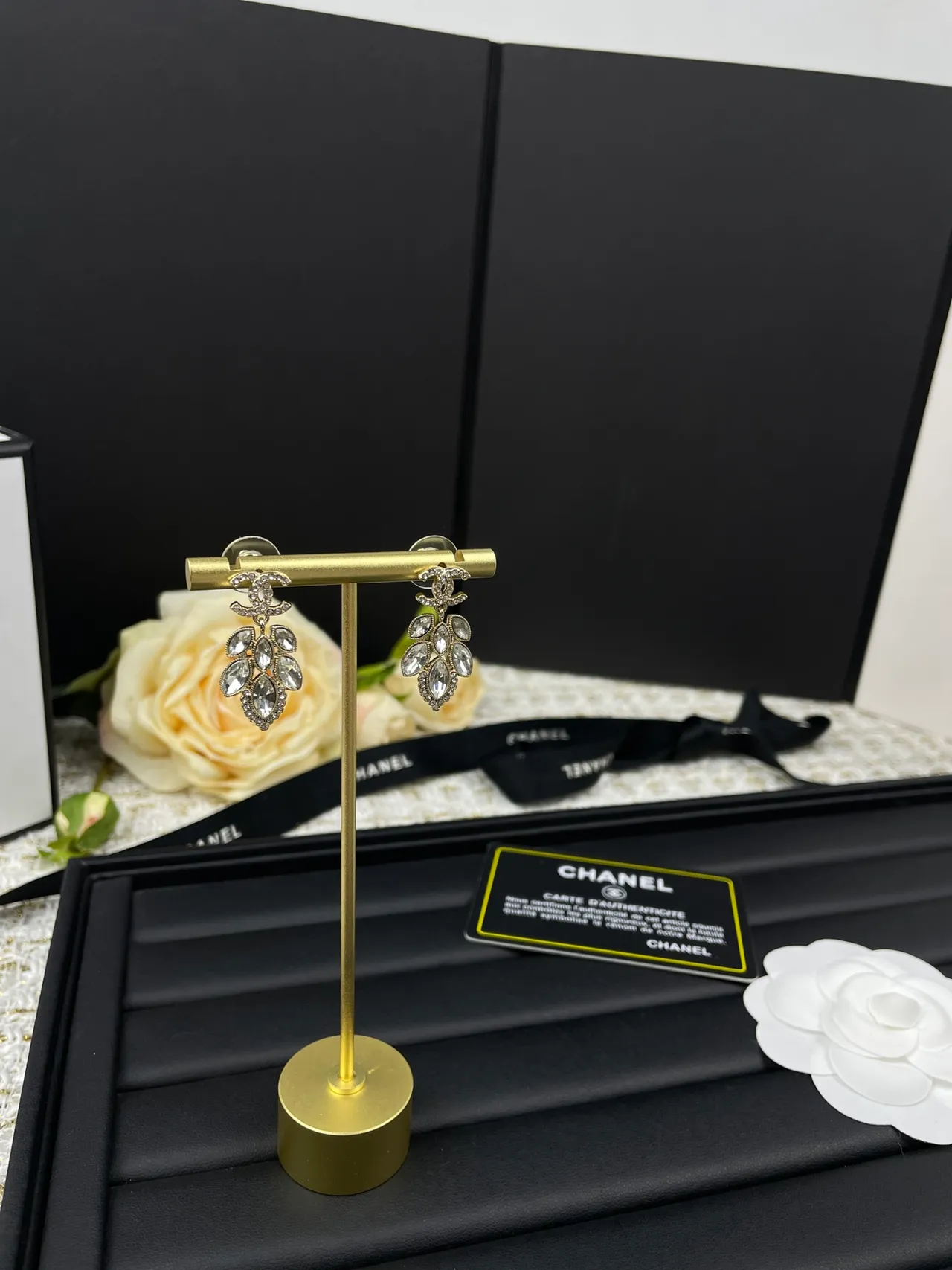 Chanel Crystal Chandelier CC Logo Earrings 2