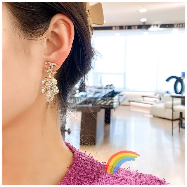 Chanel Crystal Chandelier CC Logo Earrings 9