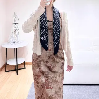Chanel Floral Newspaper Print Sheer Overlay Dress