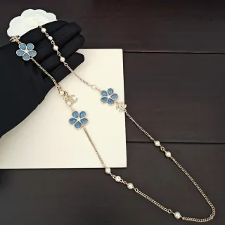 Chanel Floral Pearl and Crystal Chain Necklace