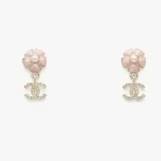 Chanel Floral Pearl CC Logo Drop Earrings