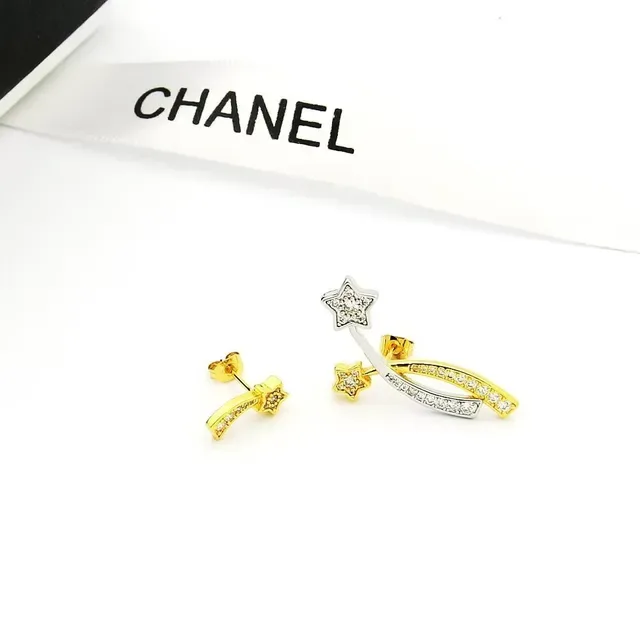Chanel সোনা রুপো ধূমকেতু আকৃতির দ্বি-টোন কানের দুল 4
