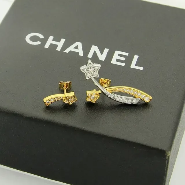 Chanel সোনা রুপো ধূমকেতু আকৃতির দ্বি-টোন কানের দুল 6