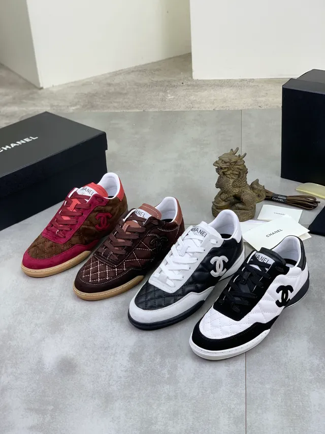 Chanel Lifestyle Sneaker Burgundy Brown Quilted Suede Interlocking CC Logo Lifestyle Sneakers 2