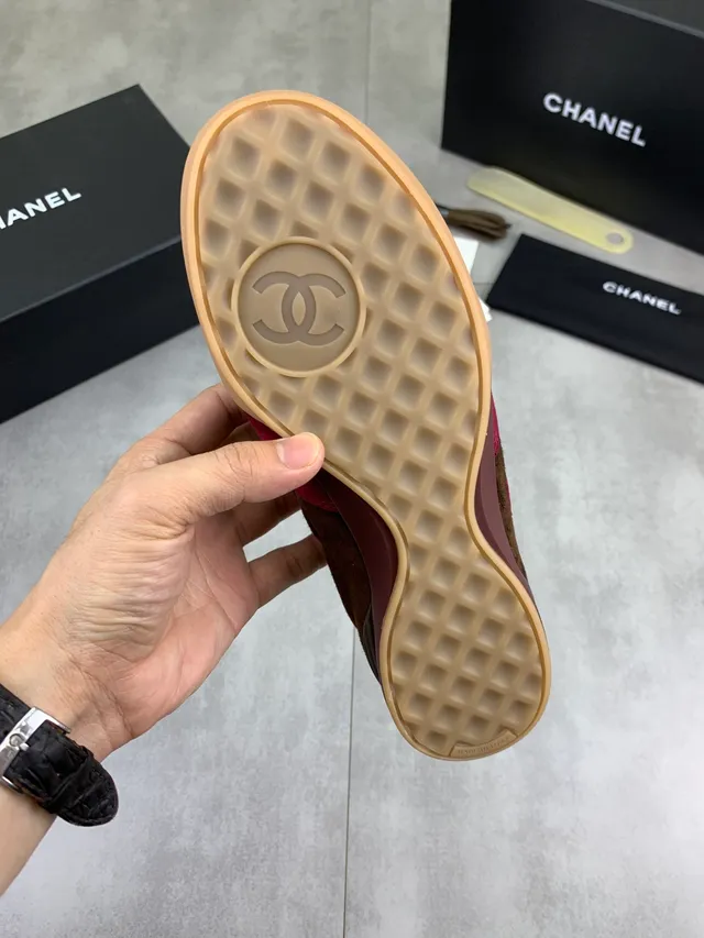 Chanel Lifestyle Sneaker Burgundy Brown Quilted Suede Interlocking CC Logo Lifestyle Sneakers 3