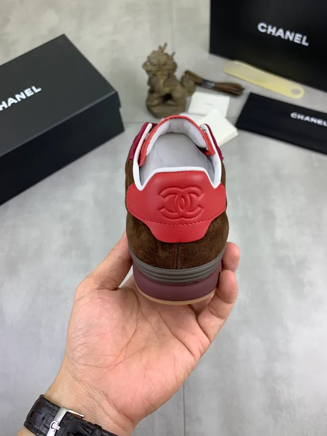 Chanel Lifestyle Sneaker Burgundy Brown Quilted Suede Interlocking CC Logo Lifestyle Sneakers 4