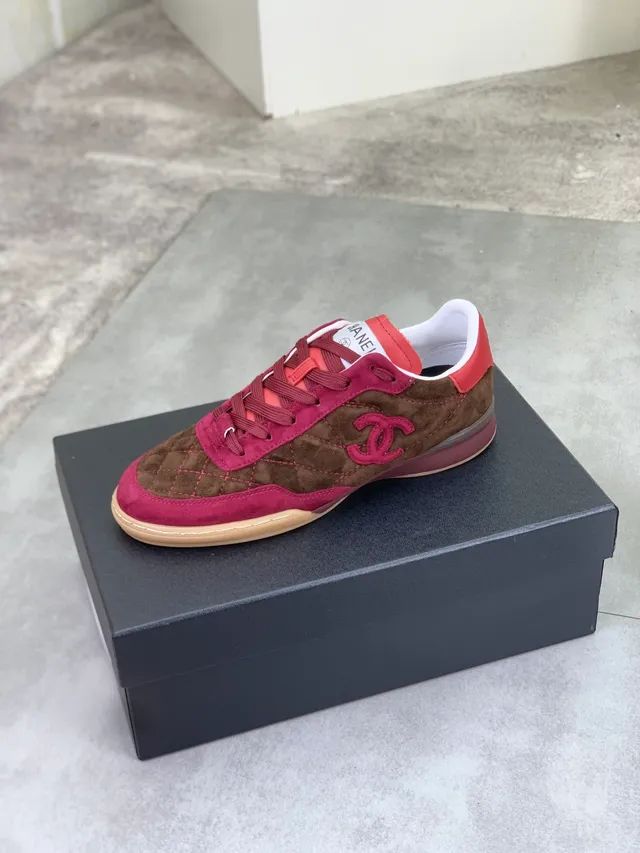 Chanel Lifestyle Sneaker Burgundy Brown Quilted Suede Interlocking CC Logo Lifestyle Sneakers 5