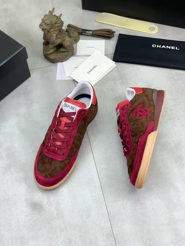 Chanel Lifestyle Sneaker Burgundy Brown Quilted Suede Interlocking CC Logo Lifestyle Sneakers 6