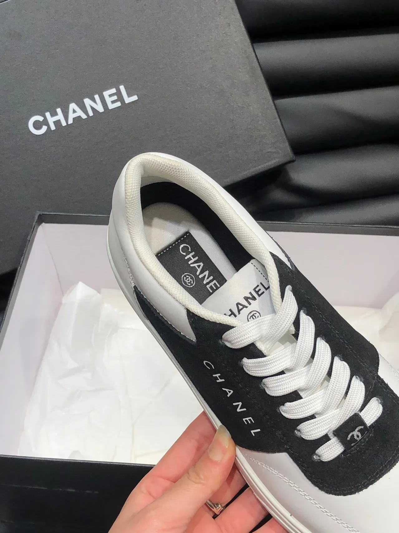 Chanel Lifestyle Sneaker White Black Low-Top Two-Tone Lifestyle Sneakers 4